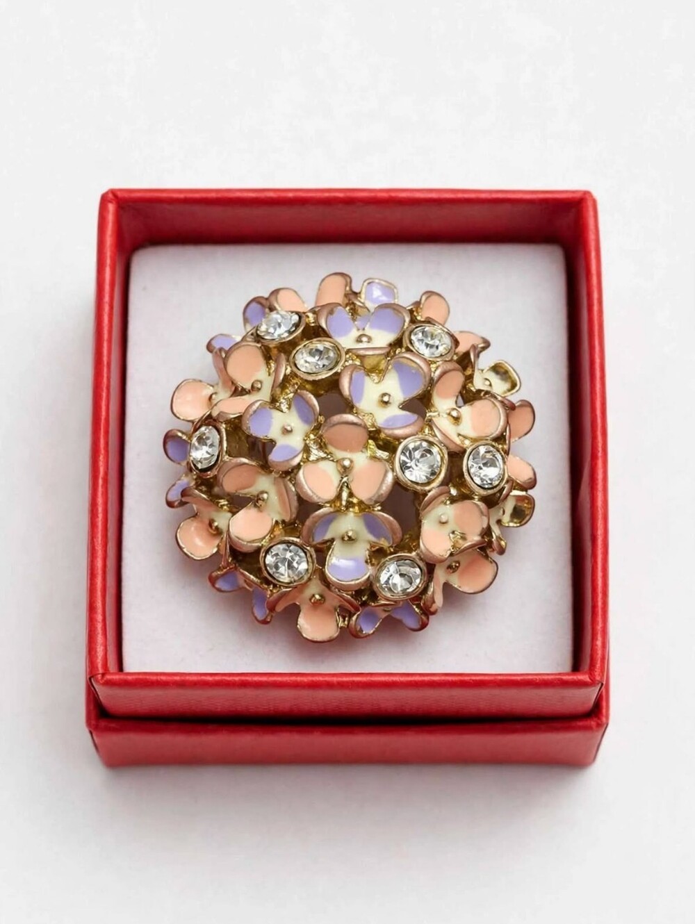 kate spade Peach & Lavender Floral Cluster with Clear Crystals Ring